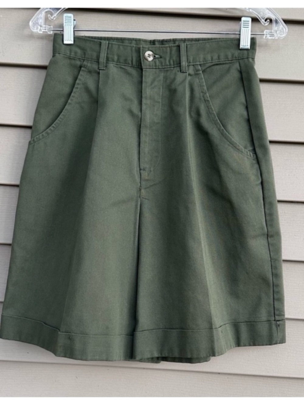 Vintage high waist trousers shorts army green chic size 8